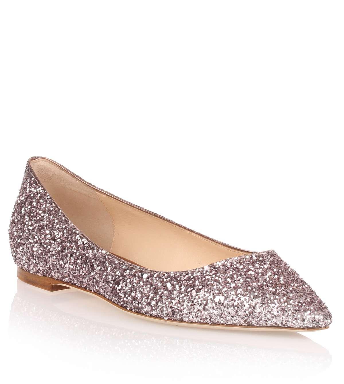 jimmy choo romy flat glitter